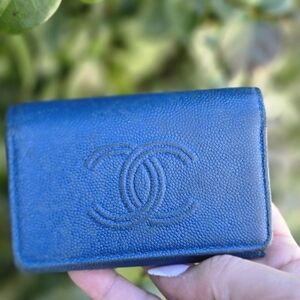 Chanel BLUE  Caviar Key Holder Case Authentic